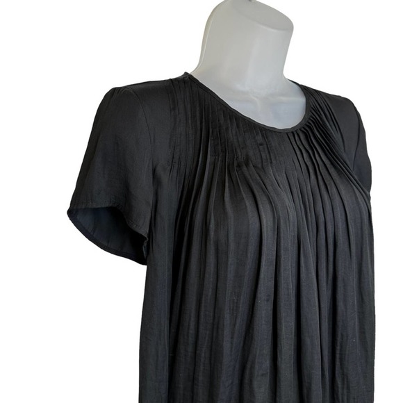 Dolan Anthropologie Blouse Womens Pleated Front Short Sleeve Black Extra Small - Picture 4 of 10